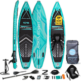 AQUA SPIRIT Barracuda SUP Board Set, Aufblasbares Stand-Up Paddle Board Set 6 Zoll dick mit Kajaksitz, verstellbarem Paddel, Tragetasche und Sicherheitsleine, Komplettes Zubehör, 3 Jahre Garantie (Grün)