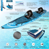 Aqua Spirit Aufblasbares Stand Up Paddle Board SUP Barracuda Kajak- 320x79x15cm/457x91x15cm - Erwachsene Anfänger/Experten | 150 kg Limit -Sitz, Paddel, Kajakblatt, Pumpe, Tasche 2 Jahre Garantie