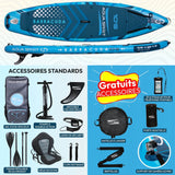 Aqua Spirit Sup Planche à pagaie Gonflable Stand Up, Kit Complet de Conversion de Kayak avec pagaie, Sac à Dos, Pompe et Autres Accessoires