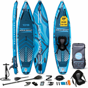 AQUA SPIRIT Barracuda SUP Board Set, Aufblasbares Stand-Up Paddle Board Set 6 Zoll dick mit Kajaksitz, verstellbarem Paddel, Tragetasche und Sicherheitsleine, Komplettes Zubehör, 3 Jahre Garantie