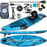 AQUA SPIRIT Barracuda SUP Board Set, Aufblasbares Stand-Up Paddle Board Set 6 Zoll dick mit Kajaksitz, verstellbarem Paddel, Tragetasche und Sicherheitsleine, Komplettes Zubehör, 3 Jahre Garantie