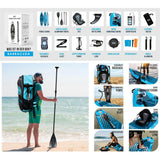 AQUA SPIRIT Barracuda SUP Board Set, Aufblasbares Stand-Up Paddle Board Set 6 Zoll dick mit Kajaksitz, verstellbarem Paddel, Tragetasche und Sicherheitsleine, Komplettes Zubehör, 3 Jahre Garantie