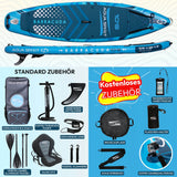 AQUA SPIRIT Barracuda SUP Board Set, Aufblasbares Stand-Up Paddle Board Set 6 Zoll dick mit Kajaksitz, verstellbarem Paddel, Tragetasche und Sicherheitsleine, Komplettes Zubehör, 3 Jahre Garantie