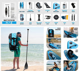 AQUA SPIRIT Blitz Aufblasbares Stand Up Paddle Board für Erwachsene und Jugendliche, Anfänger und Fortgeschrittene iSUP Hybrid- und Tourenmodell plus verstellbares Aluminiumpaddel