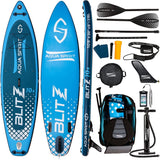 AQUA SPIRIT Blitz Aufblasbares Stand Up Paddle Board für Erwachsene und Jugendliche, Anfänger und Fortgeschrittene iSUP Hybrid- und Tourenmodell plus verstellbares Aluminiumpaddel