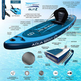 AQUA SPIRIT Blitz Aufblasbares Stand Up Paddle Board für Erwachsene und Jugendliche, Anfänger und Fortgeschrittene iSUP Hybrid- und Tourenmodell plus verstellbares Aluminiumpaddel