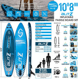 AQUA SPIRIT Blitz Aufblasbares Stand Up Paddle Board für Erwachsene und Jugendliche, Anfänger und Fortgeschrittene iSUP Hybrid- und Tourenmodell plus verstellbares Aluminiumpaddel