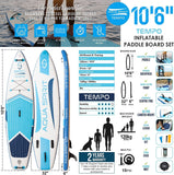 Aqua Spirit Aufblasbares Stand Up Paddle Board SUP Tempo Komplett-Set - 305x81x13cm/320x81x15cm - Erwachsene Anfänger/Experten - mit Rucksack, Leine, Paddel, Wickelauflage und 2 Jahre Garantie