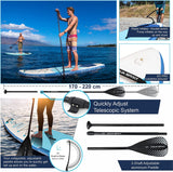 Aqua Spirit Aufblasbares Stand Up Paddle Board SUP Tempo Komplett-Set - 305x81x13cm/320x81x15cm - Erwachsene Anfänger/Experten - mit Rucksack, Leine, Paddel, Wickelauflage und 2 Jahre Garantie