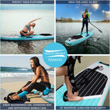 Aqua Spirit Aufblasbares Stand Up Paddle Board SUP Tempo Komplett-Set - 305x81x13cm/320x81x15cm - Erwachsene Anfänger/Experten - mit Rucksack, Leine, Paddel, Wickelauflage und 2 Jahre Garantie