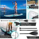 Aqua Spirit Aufblasbares Stand Up Paddle Board SUP Tempo Komplett-Set - 305x81x13cm/320x81x15cm - Erwachsene Anfänger/Experten - mit Rucksack, Leine, Paddel, Wickelauflage und 2 Jahre Garantie