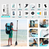 Aqua Spirit Aufblasbares Stand Up Paddle Board SUP Tempo Komplett-Set - 305x81x13cm/320x81x15cm - Erwachsene Anfänger/Experten - mit Rucksack, Leine, Paddel, Wickelauflage und 2 Jahre Garantie