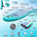 Aqua Spirit Prana 10'8FT Yoga Water Aqua Fitness Aufblasbare Stand Up Paddle Board Kit, Aluminium Paddel & Rucksack, Wickelunterlage, Pumpe, Leine, Halterung für GoPro & 3 Jahre Garantie