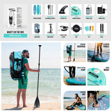 Aqua Spirit Prana 10'8FT Yoga Water Aqua Fitness Aufblasbare Stand Up Paddle Board Kit, Aluminium Paddel & Rucksack, Wickelunterlage, Pumpe, Leine, Halterung für GoPro & 3 Jahre Garantie