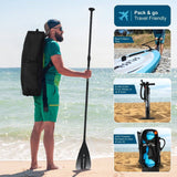 AQUA SPIRIT Splash iSUP 9' langes aufblasbares Stand up Paddle Board für Anfänger/Mittelstufe mit Rucksack, Leine, Paddel, Wickelauflage und wasserdichter Handytasche